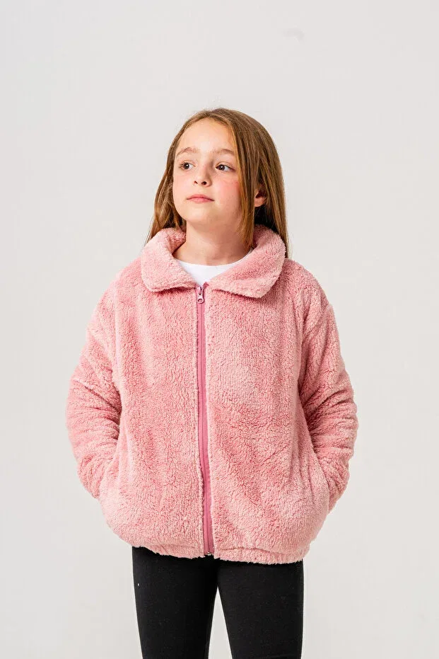Детская куртка для девочек плюшевая Mışıl Kids, Powder — фото 3
