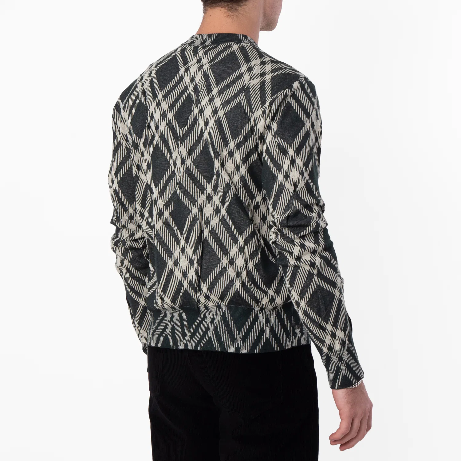 Свитер из жатого хлопка с клетчатым принтом Check Cotton Blend Crinkled Sweater Burberry, Ivy Ip Check — фото 4