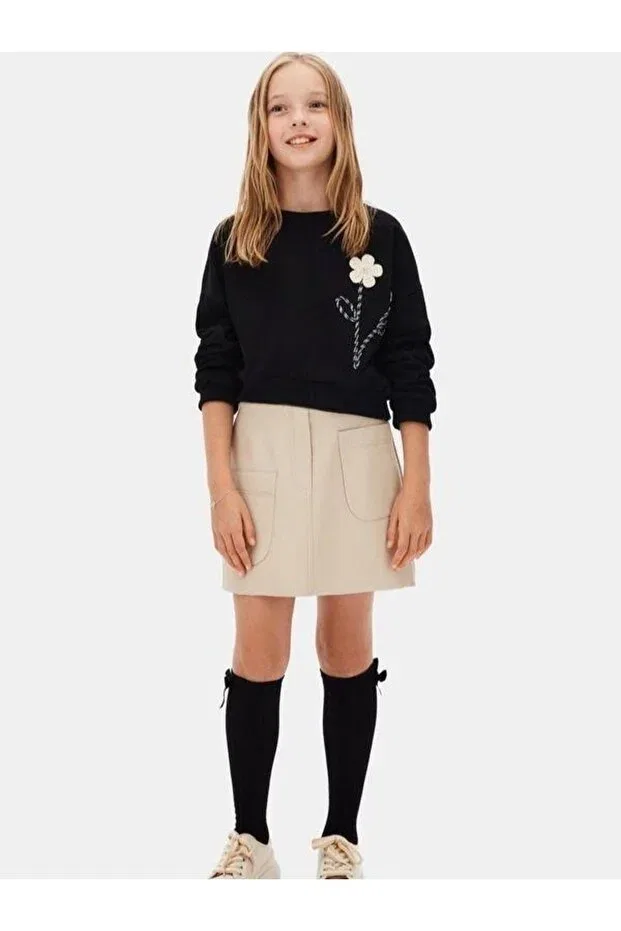Детские свитшот для девочек хлопковый Zekids, Black — фото 3