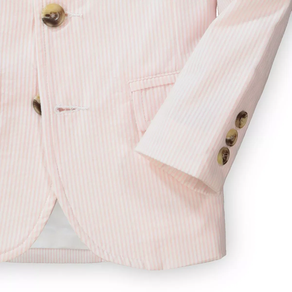 Детский пиджак из сейзкера с моделью Classic Seersucker Suit Jacket Hope & Henry, Classic Pink Seersucker — фото 3