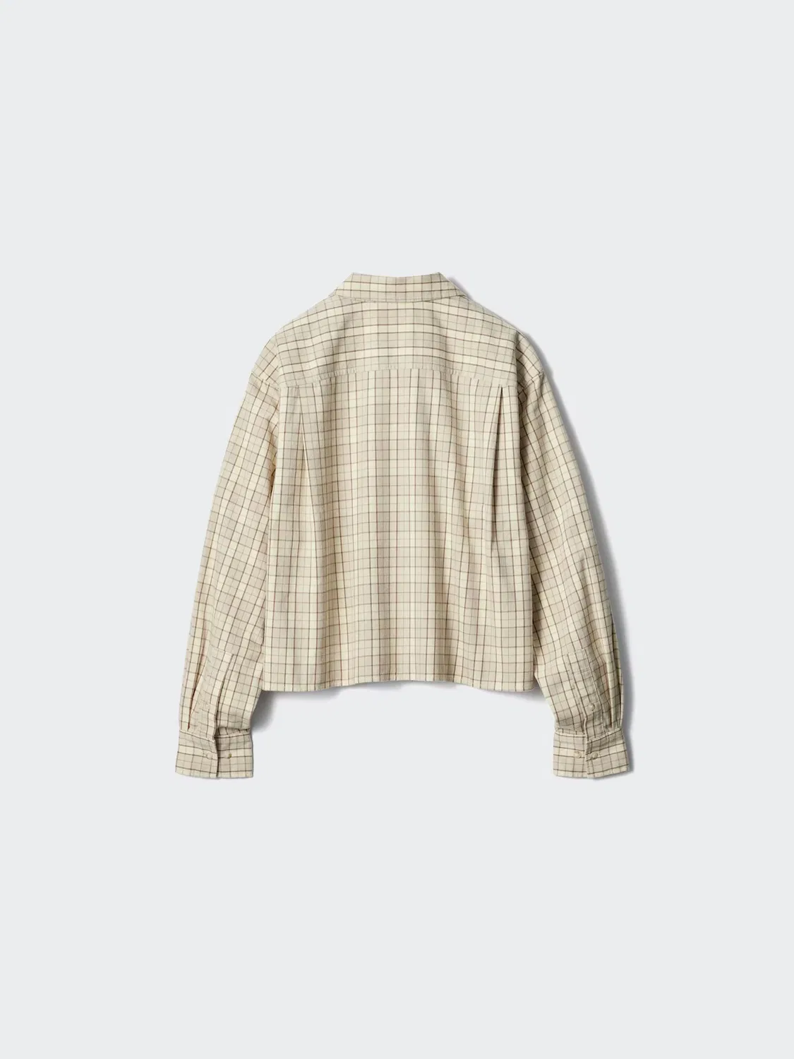 Рубашка фланелевая Uniqlo, свободный крой, бежевый — фото 4