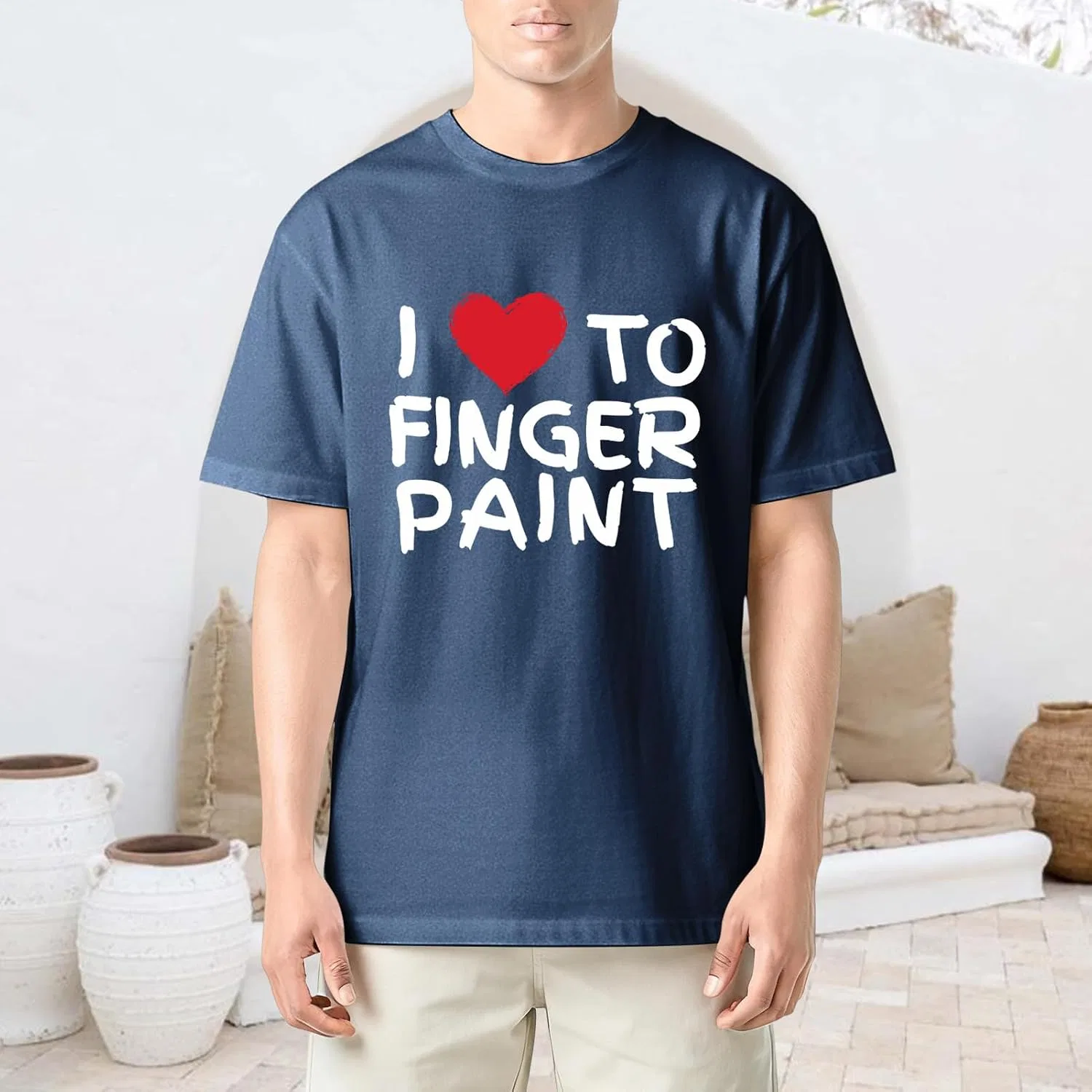Мужская футболка с принтом сердца Matching Couple Shirts, Dark Blue — фото 3