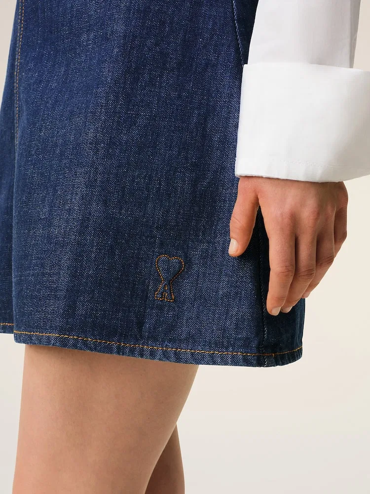 Платье с короткими бретелями, деним AMI PARIS, Indigo — фото 3