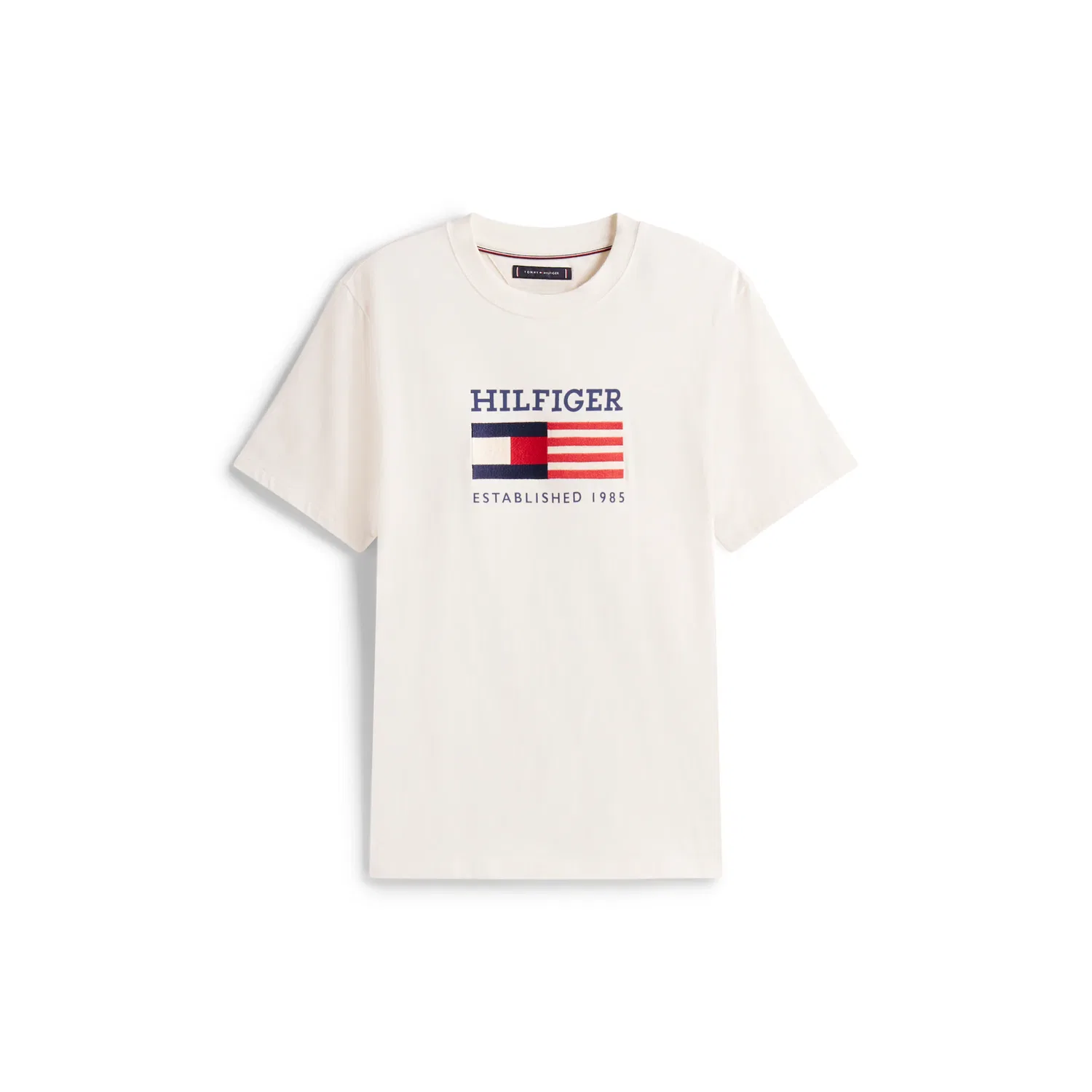 Мужская хлопковая футболка с вышивкой Tommy Hilfiger, Ivory Petal — фото 4
