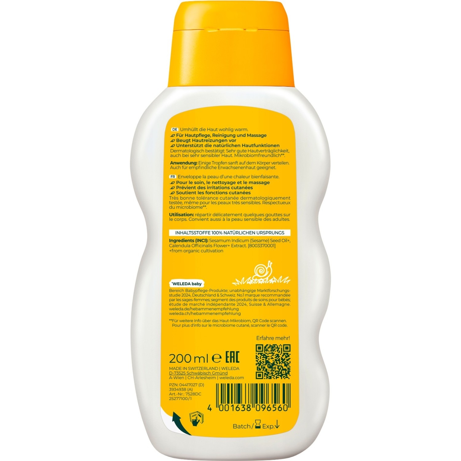 Масло для тела calendula calendula pflegeöl parfümfrei Weleda, объем 200 мл — фото 2