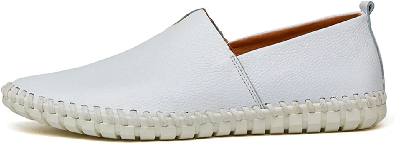

Мужские кожаные эспадрильи Santimon с закрытым носком, слипоны для повседневной и офисной носки, белый