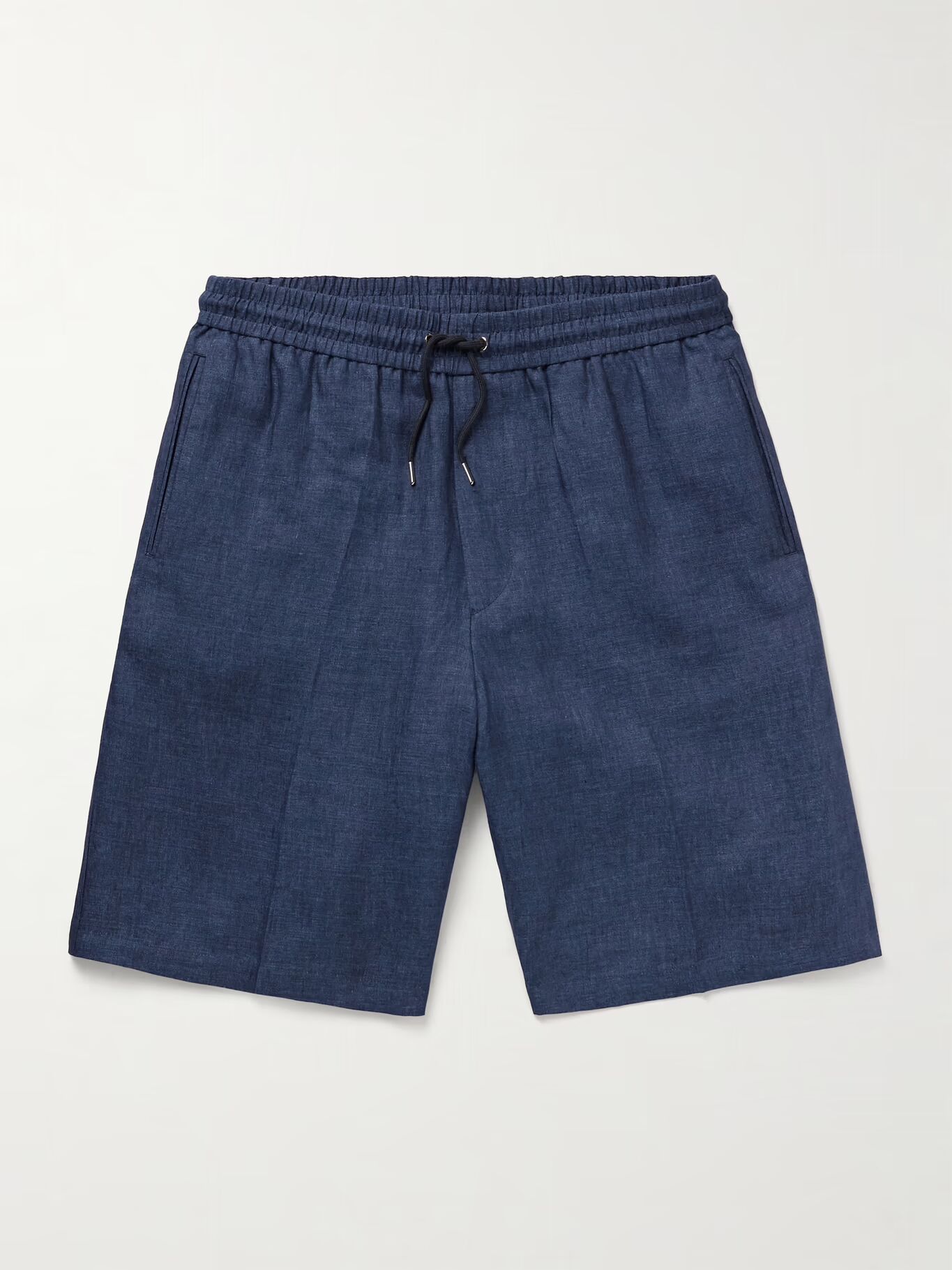 

Прямые льняные шорты на завязках PAUL SMITH, темно-синий