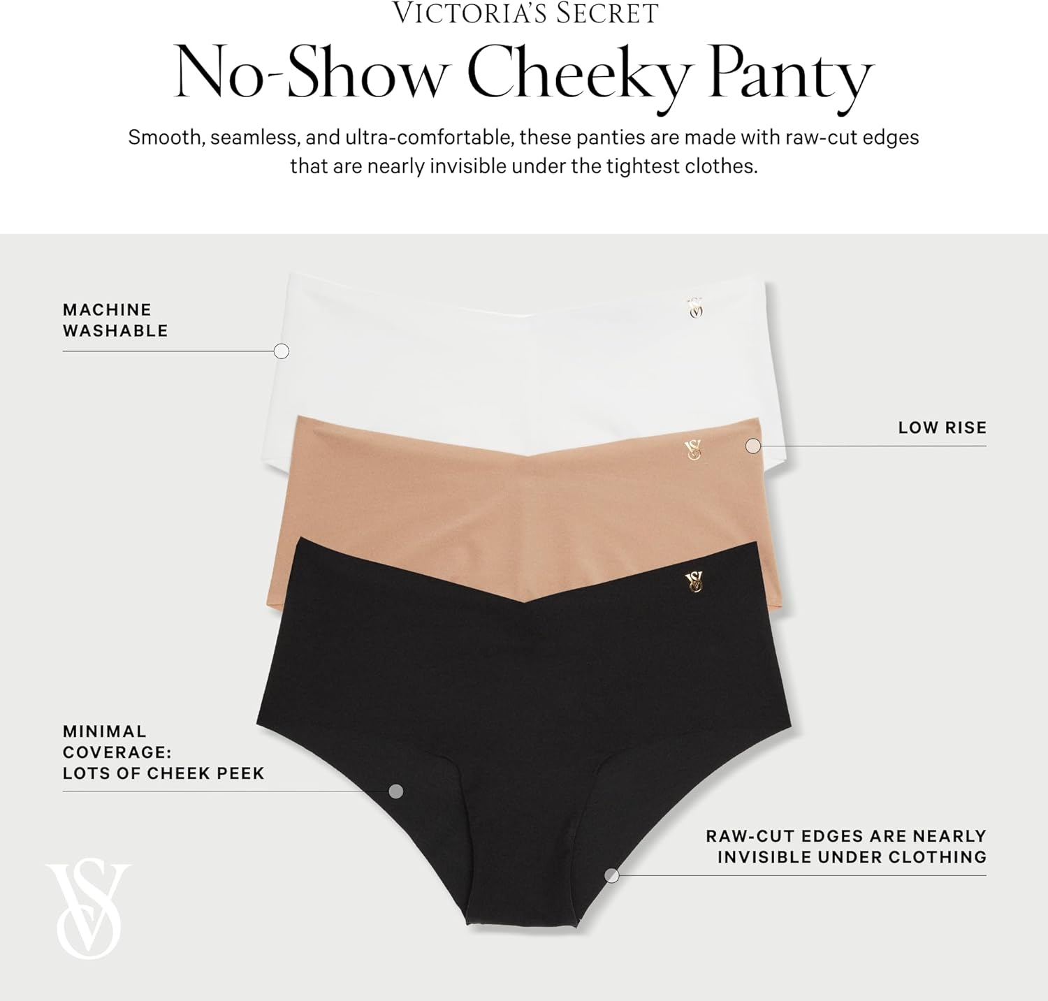 Victoria's Secret Женские трусики Cheeky без видимых линий, минимальное покрытие, набор из нескольких штук (XS-XXL), Neutrals Mix — фото 4
