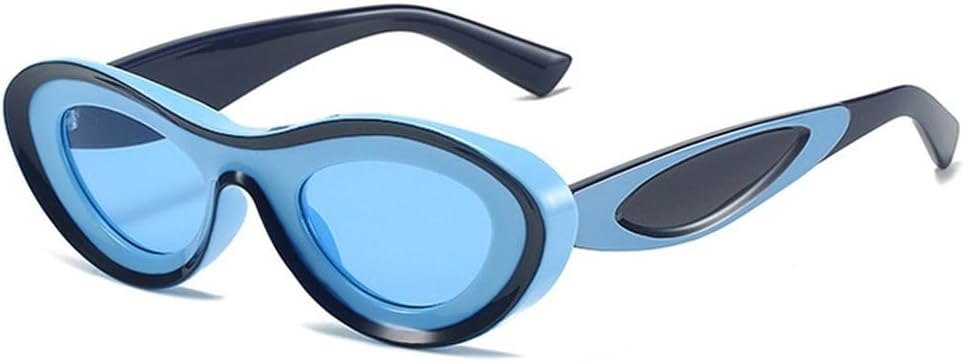 

Винтажные солнцезащитные очки «кошачий глаз» контрастных цветов для женщин, модные овальные очки для мужчин, солнцезащитные очки UV400, уникальные солнцезащитные очки SKFGNX, Blue Blue