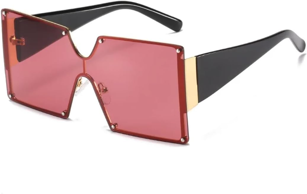 

Большие квадратные солнцезащитные очки для женщин, без оправы, цельные, с градиентным переходом цвета, роскошные, ретро, ​​с защитой от УФ-излучения UV400, винтажные, мужские UATXTAU, Purple Red