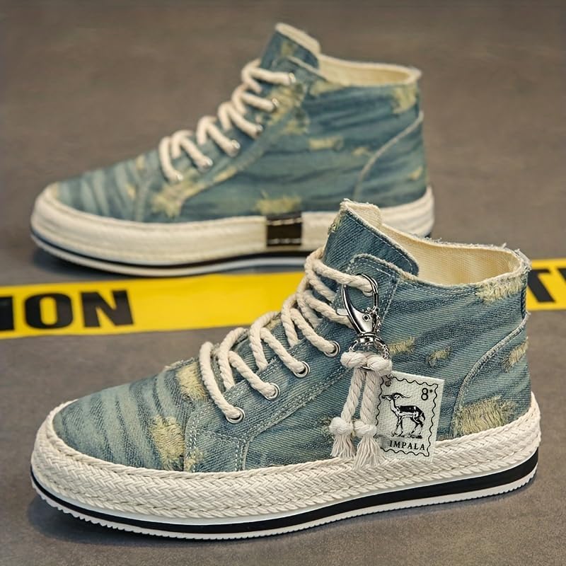 Мужские модные высокие кеды для скейтбординга, дышащие кроссовки на шнуровке, мужская обувь на каждый день Hhhchpm, черный — фото 2