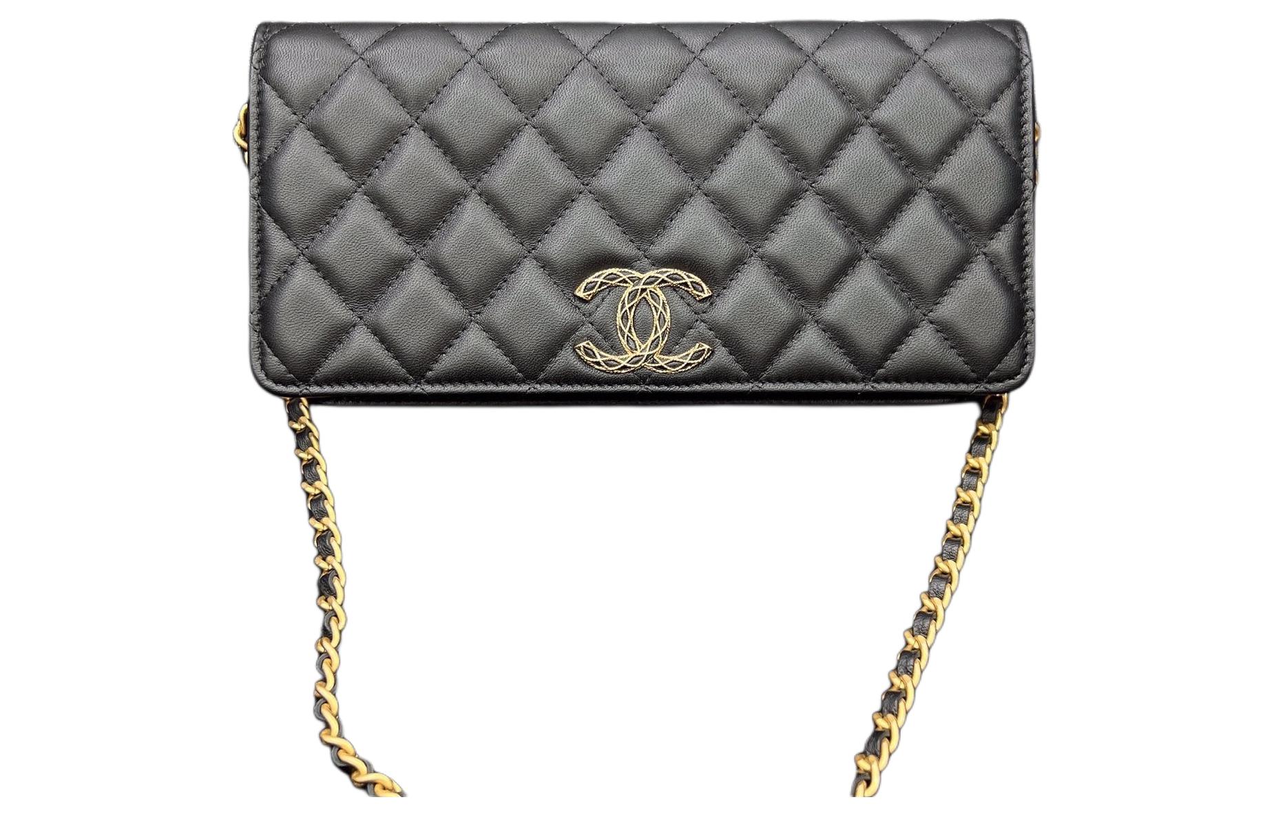 

CHANEL Сумка из овчины Сумка-сумка-багет Сумка-конверт Кроссбоди Женская черная сумка через плечо