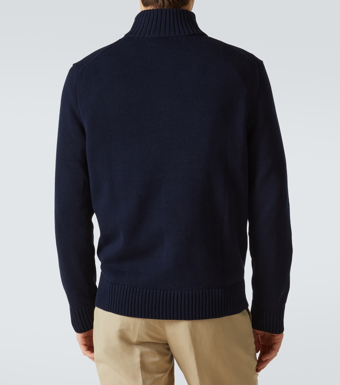 Хлопковый полузастёгивающийся свитер с логотипом Polo Ralph Lauren, Hunter Navy — фото 4