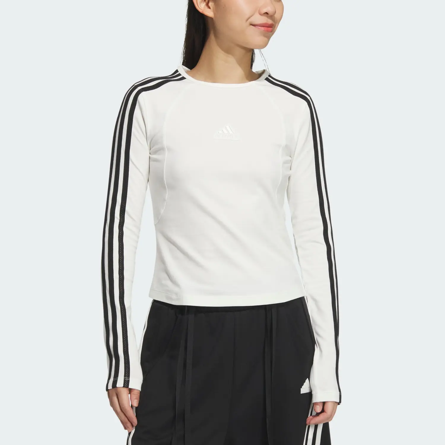 Лонгслив Adidas 3-Stripes, белый — фото 3