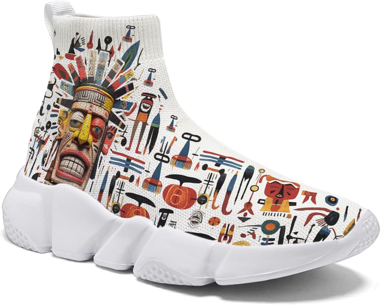 

Мужские вязаные носочные кроссовки Hetios - удобные легкие слипоны для ходьбы, Indian Totem_03