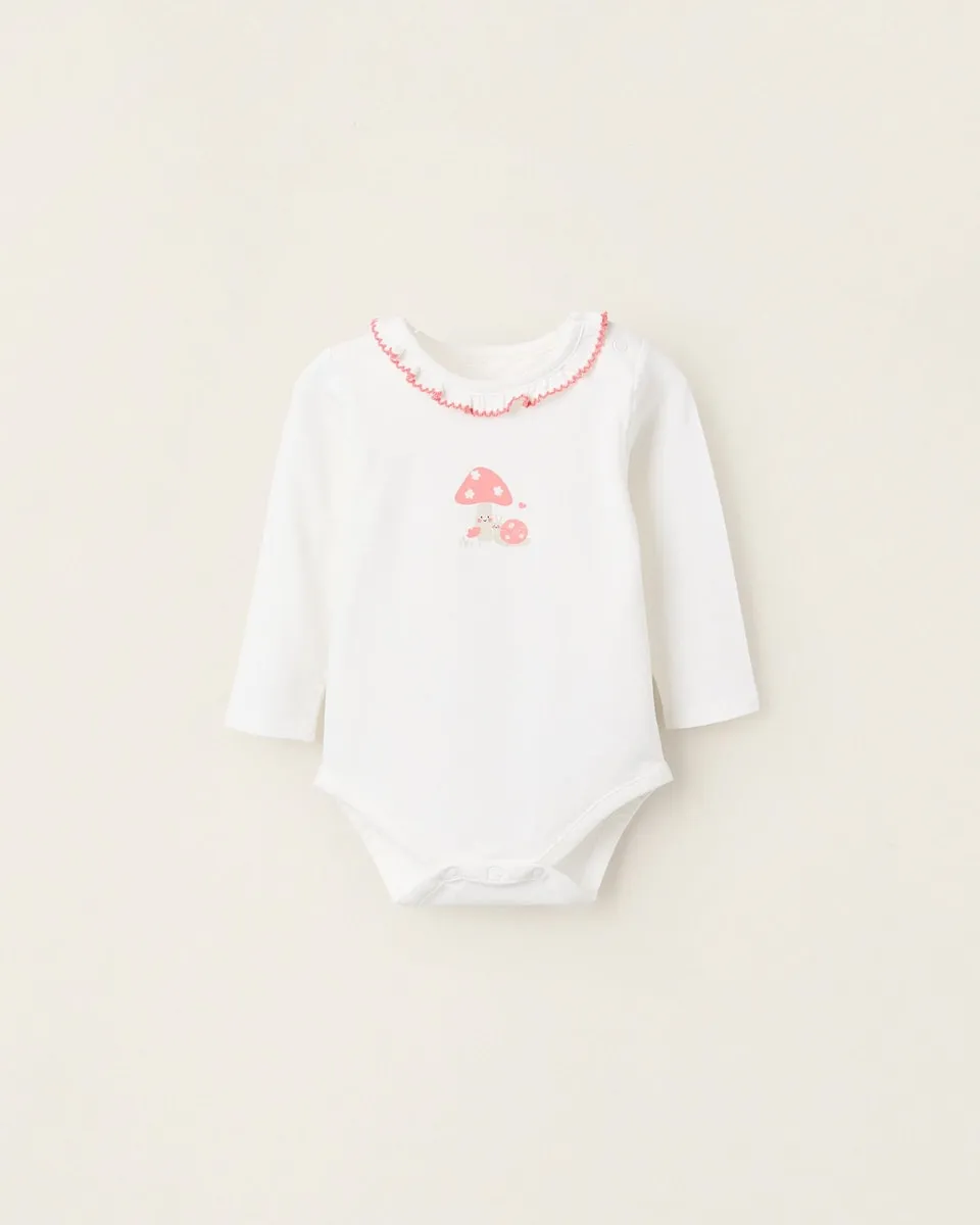 

Детское боди для девочки с длинным рукавом, белое Zippy, белый