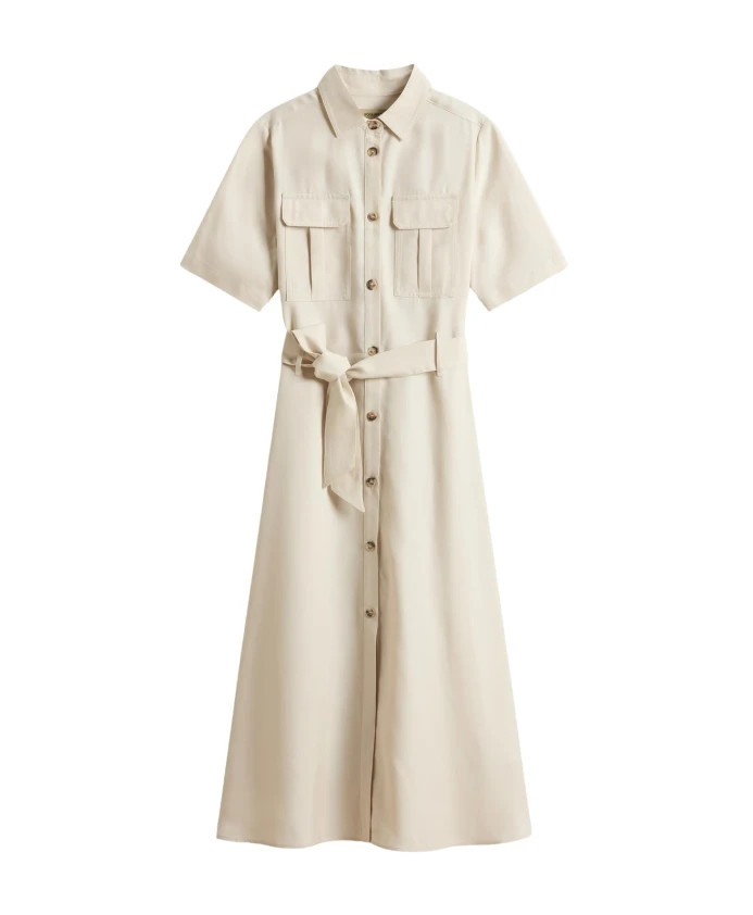 

Длинное платье-рубашка из тенселя с поясом Woolrich, бежевый