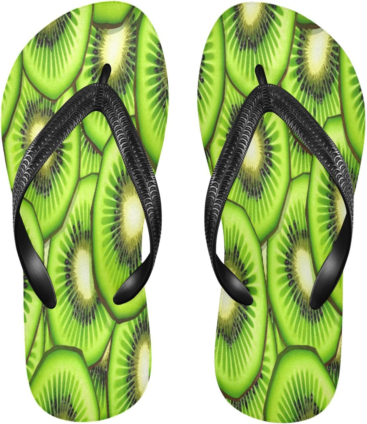 

Мужские и женские пляжные шлепанцы Kiwi Slice Green с зеленым верхом, резиновые, противоскользящие, летние тапочки для душа и прогулки Sinestour