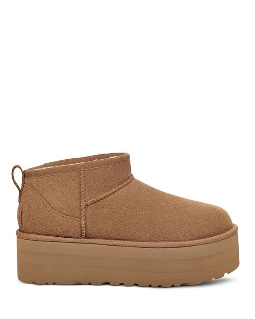 Женские классические ультрамини-сапоги на платформе UGG, цвет Brown — фото 3