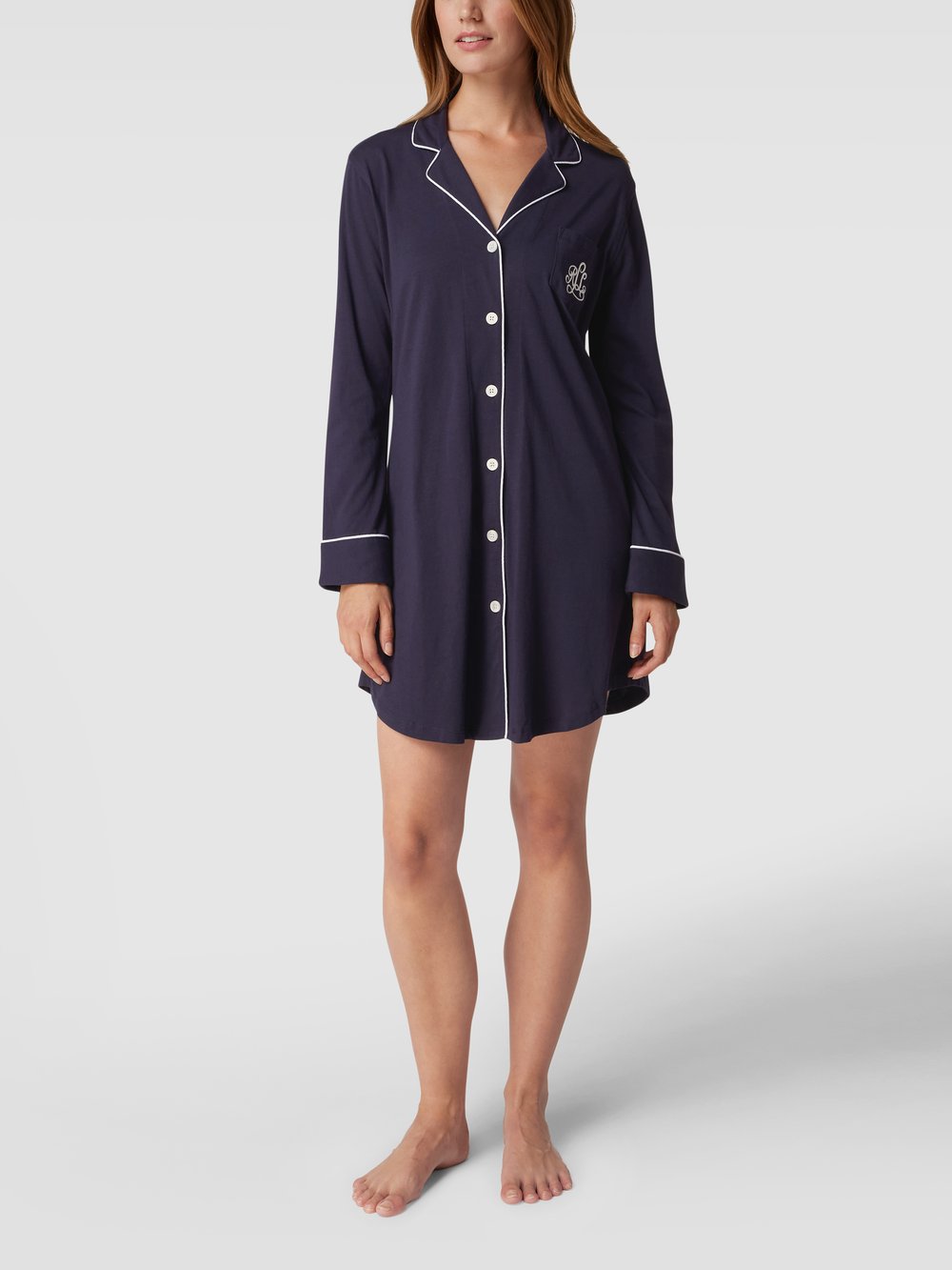 

Ночная рубашка с контрастными полосками Lauren Ralph Lauren, темно-синий