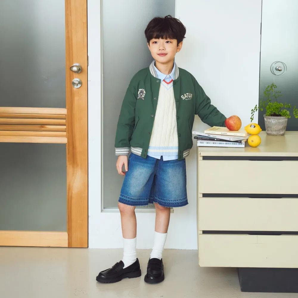 Детская зелёная нейлоновая куртка-бомбер Satur Kids — фото 2