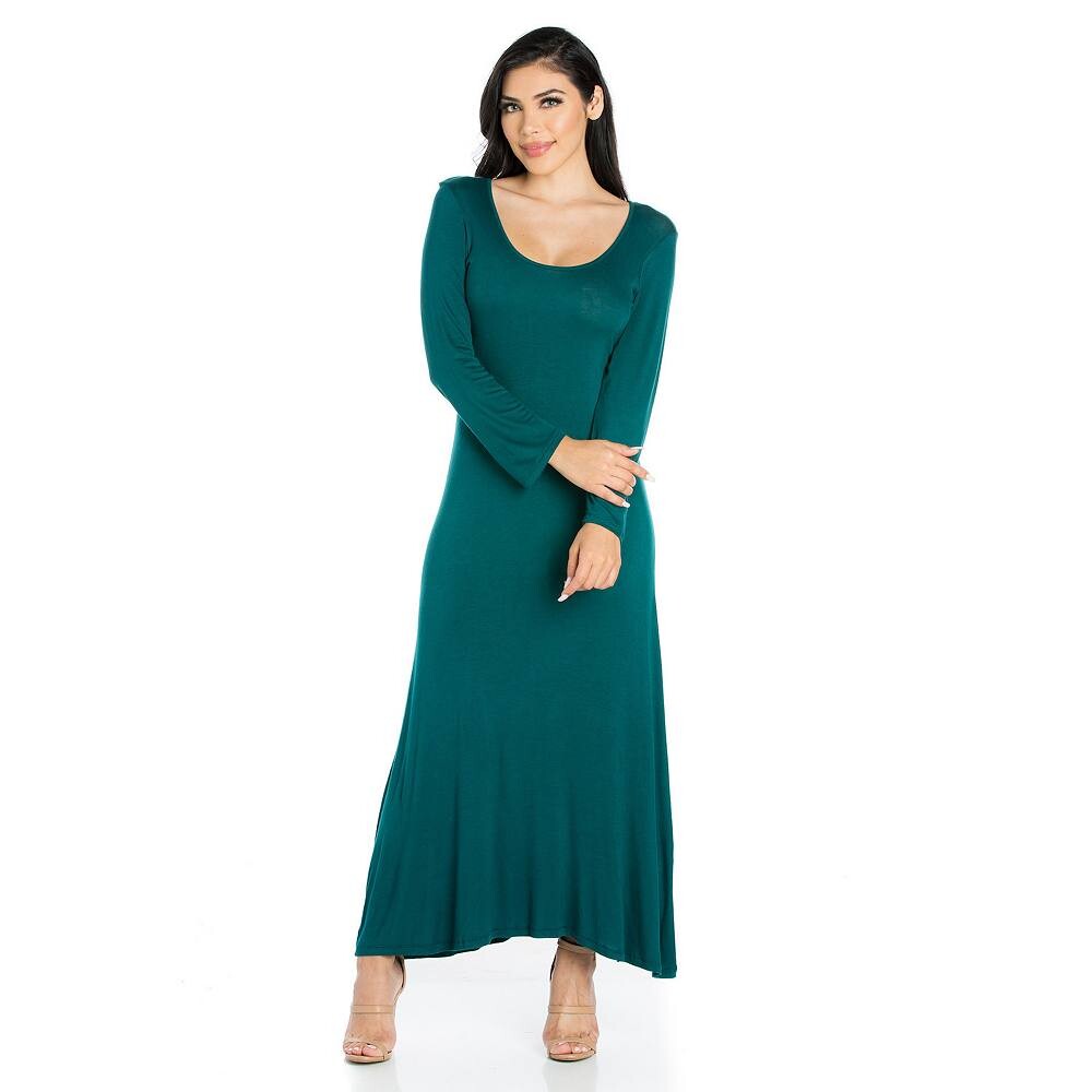 

Женское платье макси с длинными рукавами и круглым вырезом 24seven Comfort Apparel 24Seven Comfort Apparel, зеленый