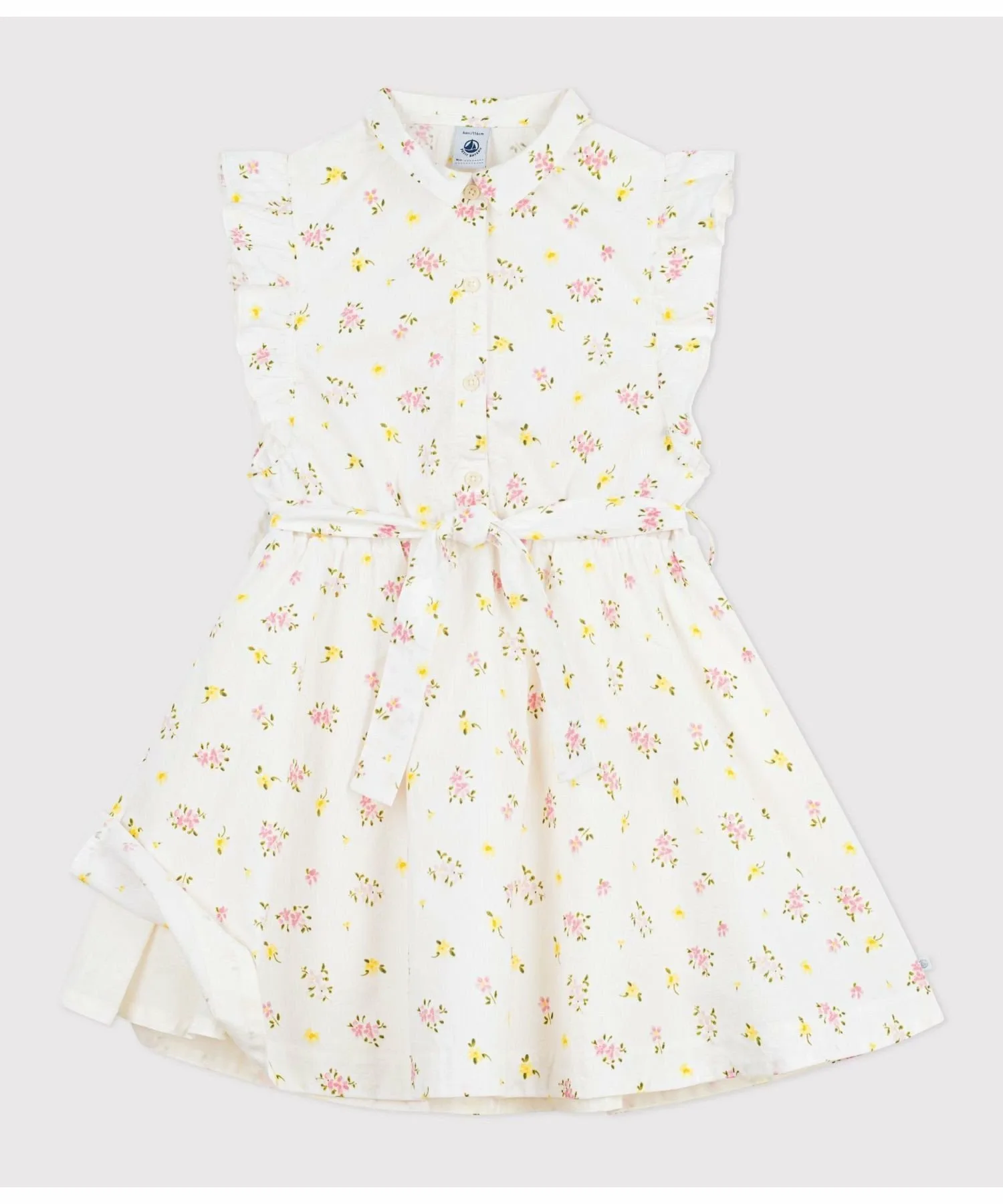 Платье с цветочным принтом PETIT BATEAU, Off-white/multicolor — фото 2