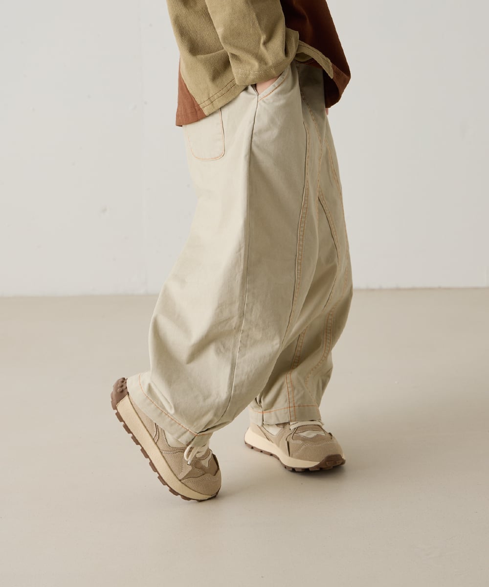 Брюки с центральным двойным швом и цветной строчкой Riziere, BEIGE