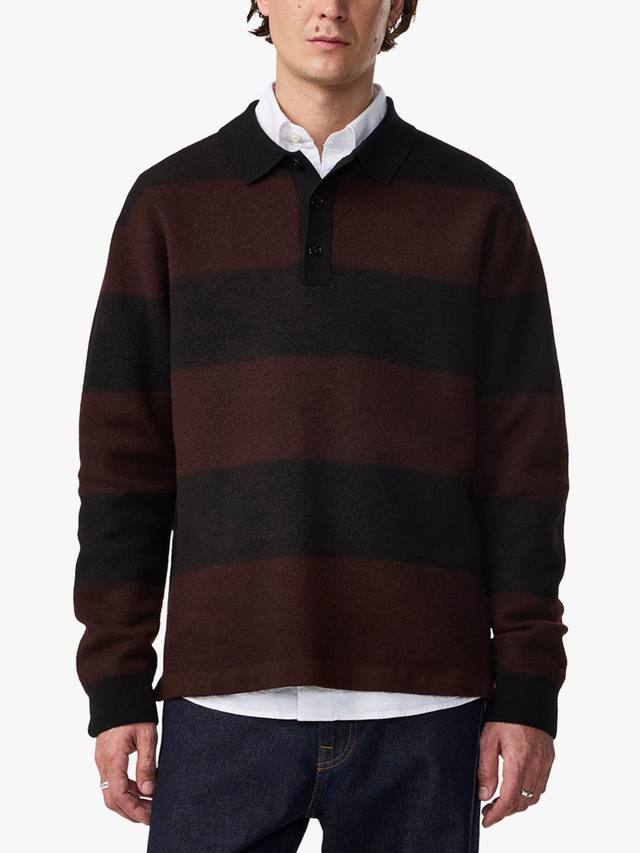 

Шерстяная рубашка регби Regular Fit с длинными рукавами в полоску NN.07, Black