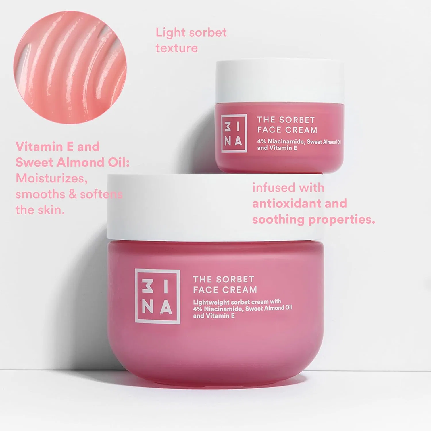 Крем для лица 3INA — Мини- «The Sorbet Cream» с ниацинамидом от MAKEUP — фото 2