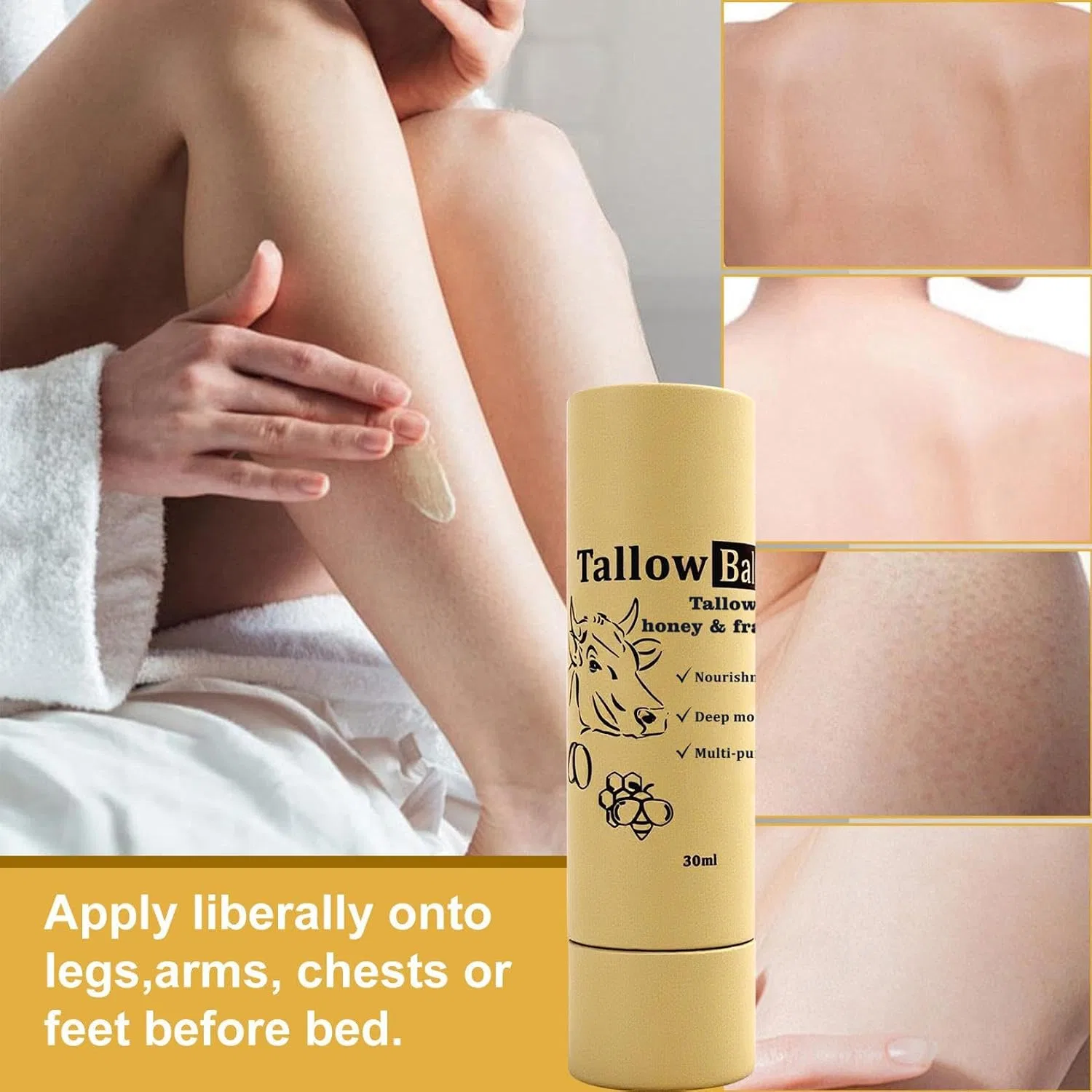 Бальзам для лица и тела Tallow Naturals Honey Balm, Yuxtth, 3 шт., 30 мл — фото 3