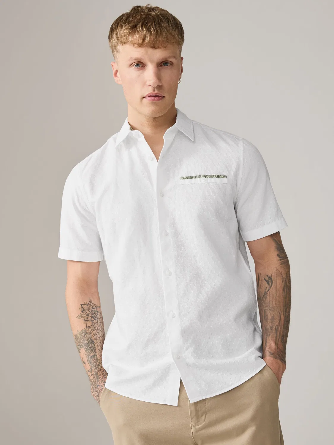 Рубашка с коротким рукавом, Slim Fit Next, белый — фото 2