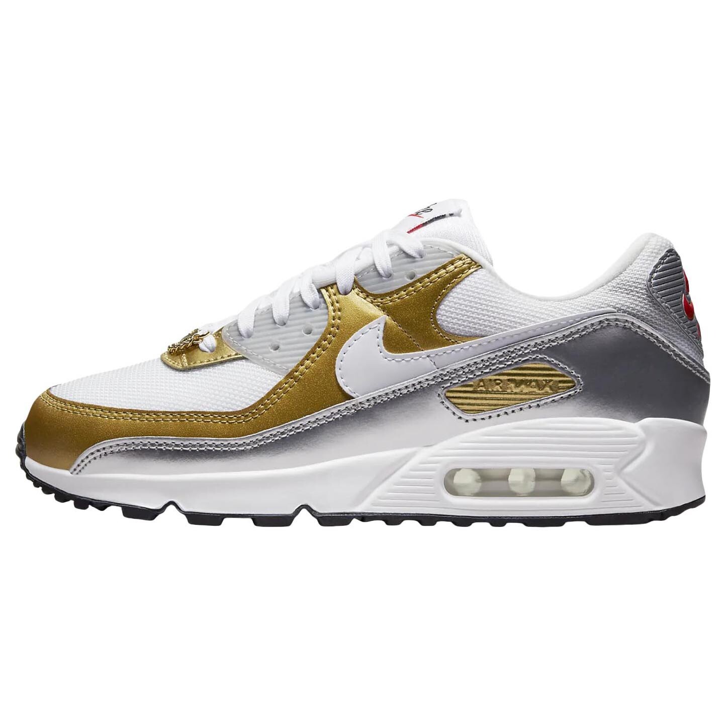 Кроссовки Nike Air Max 90 SE, белый/золотой/серебристый