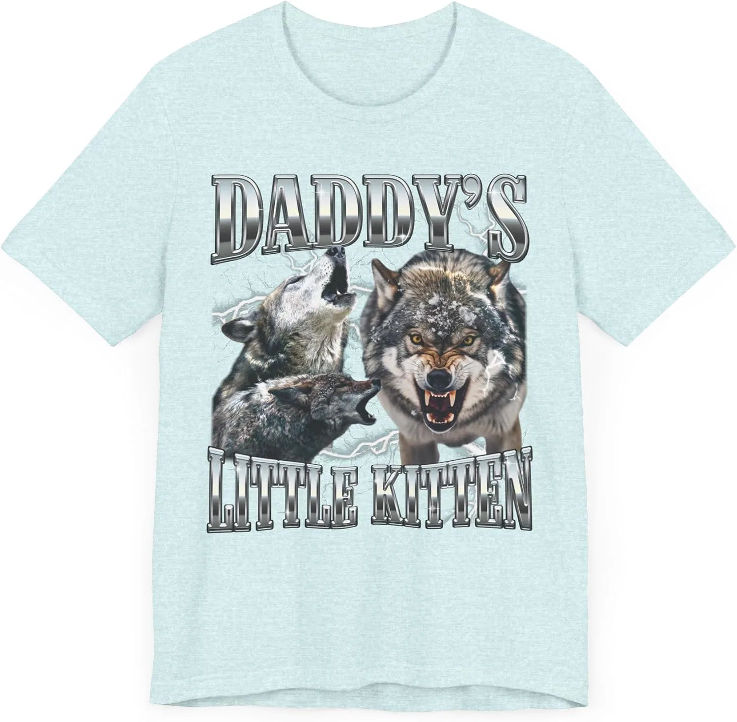 Женская футболка с принтом Daddy's Little Kitten, Heather Prism Ice Blue