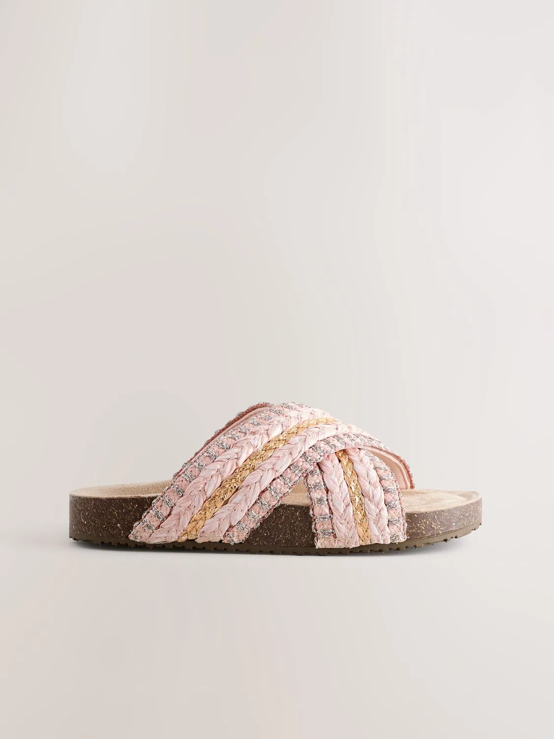 Сандалии на пробковой подошве Pink Slip On Corkbed Sandals Next, розовый — фото 4