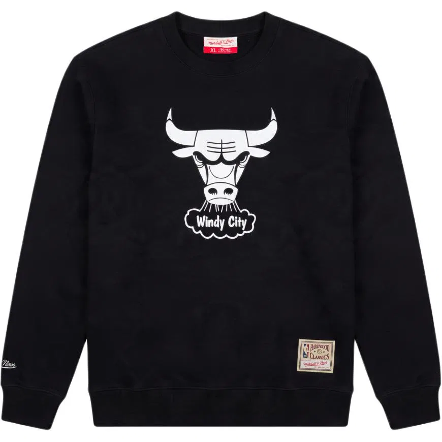 Детский свитшот с круглым вырезом Chicago Bulls Black Mitchell Ness
