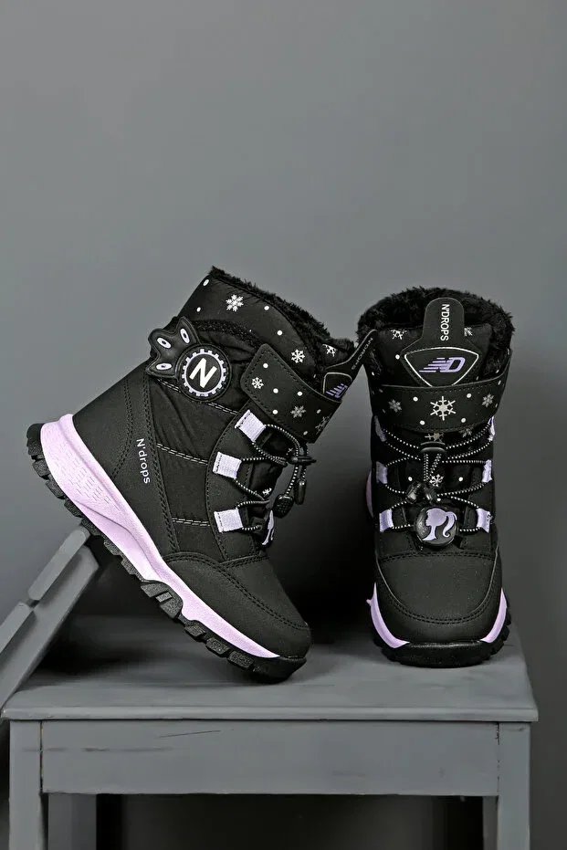 Детские ботинки для девочек с водоотталкивающим покрытием Pnz Penza, Black-Lilac