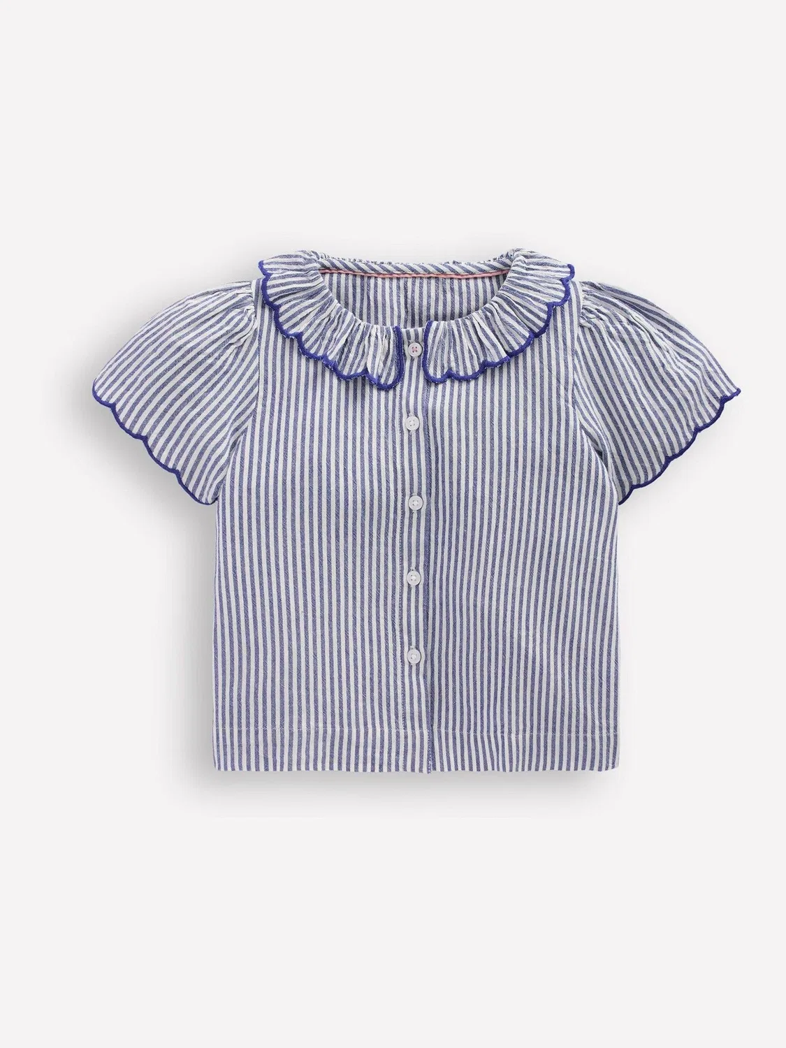 Блуза с пуговицами, с пышными рукавами, Button Through Blouse Boden, синий