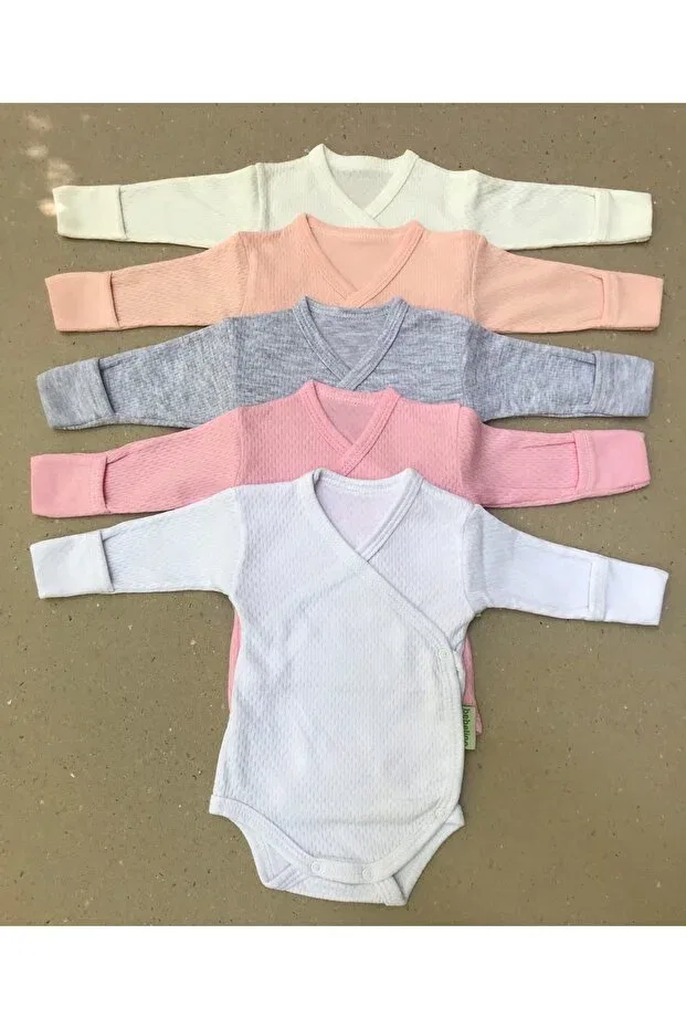 Детское боди-комбинезон с длинным рукавом Bebedino, Cream Salmon Gray Pink White — фото 4