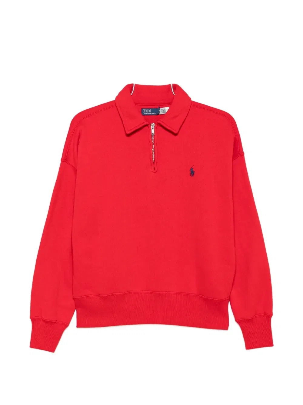 Свитер-поло с вышитым логотипом и короткой молнией Polo Ralph Lauren, красный