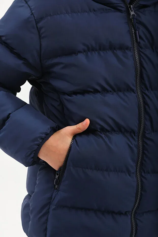 Детская зимняя куртка для мальчиков и девочек с капюшоном Roba Kids, Navy Blue — фото 4
