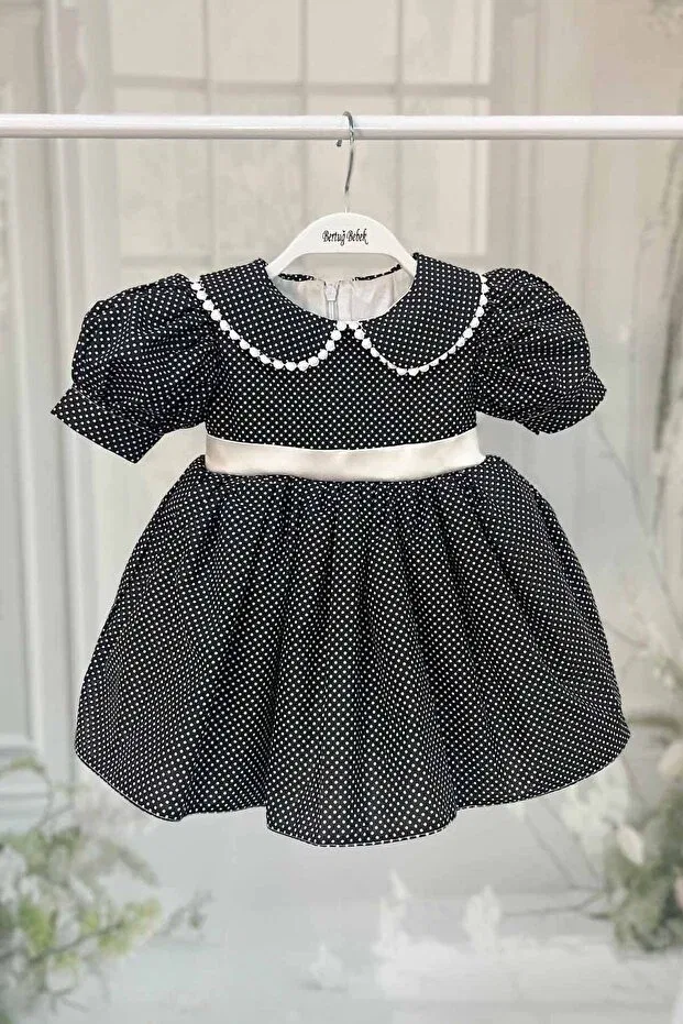 Детское платье для девочек с коротким рукавом Bertuğ Bebek, Black