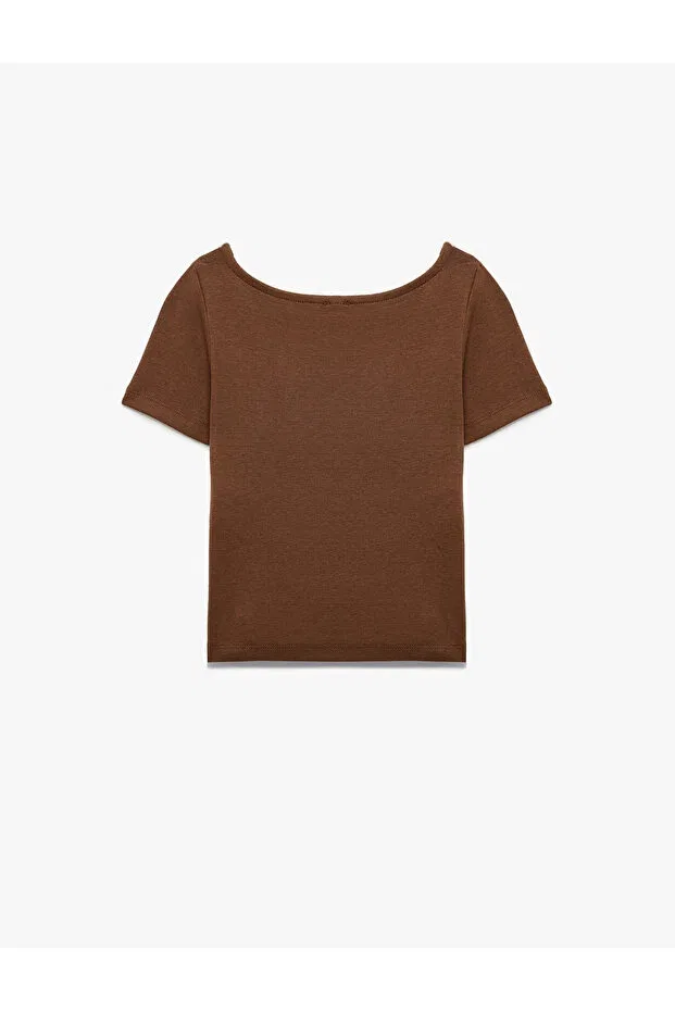 Детская футболка для девочек с круглым вырезом Koton, Brown — фото 4