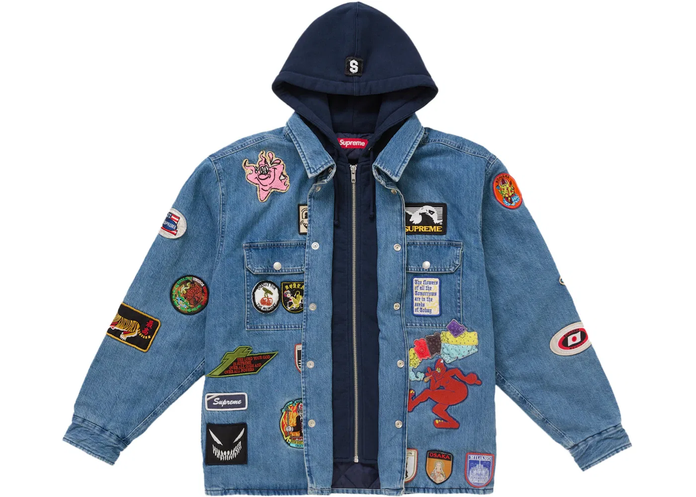 Мужская рубашка-джинсовка с принтом Patches Supreme, Denim — фото 2