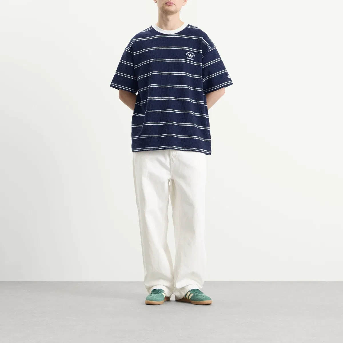 Футболка хлопковая Resort Summer T-Shirt Adidas, Night Indigo Off White & Court Green — фото 4