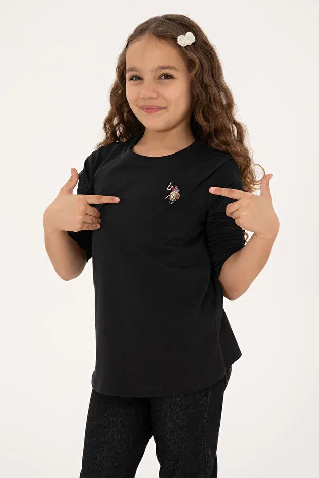 Детские свитшот для девочек с круглым вырезом U.S. Polo Assn., Black — фото 4