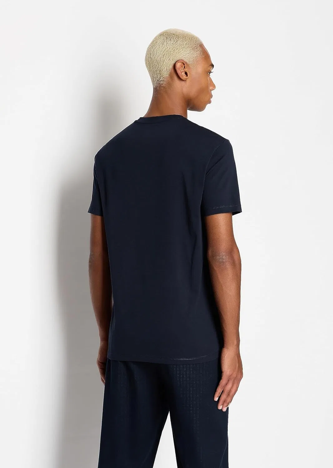 Мужская футболка с логотипом Regular Fit Cotton Jersey Crew Neck Block Logo Tee Emporio Armani, Navy — фото 4