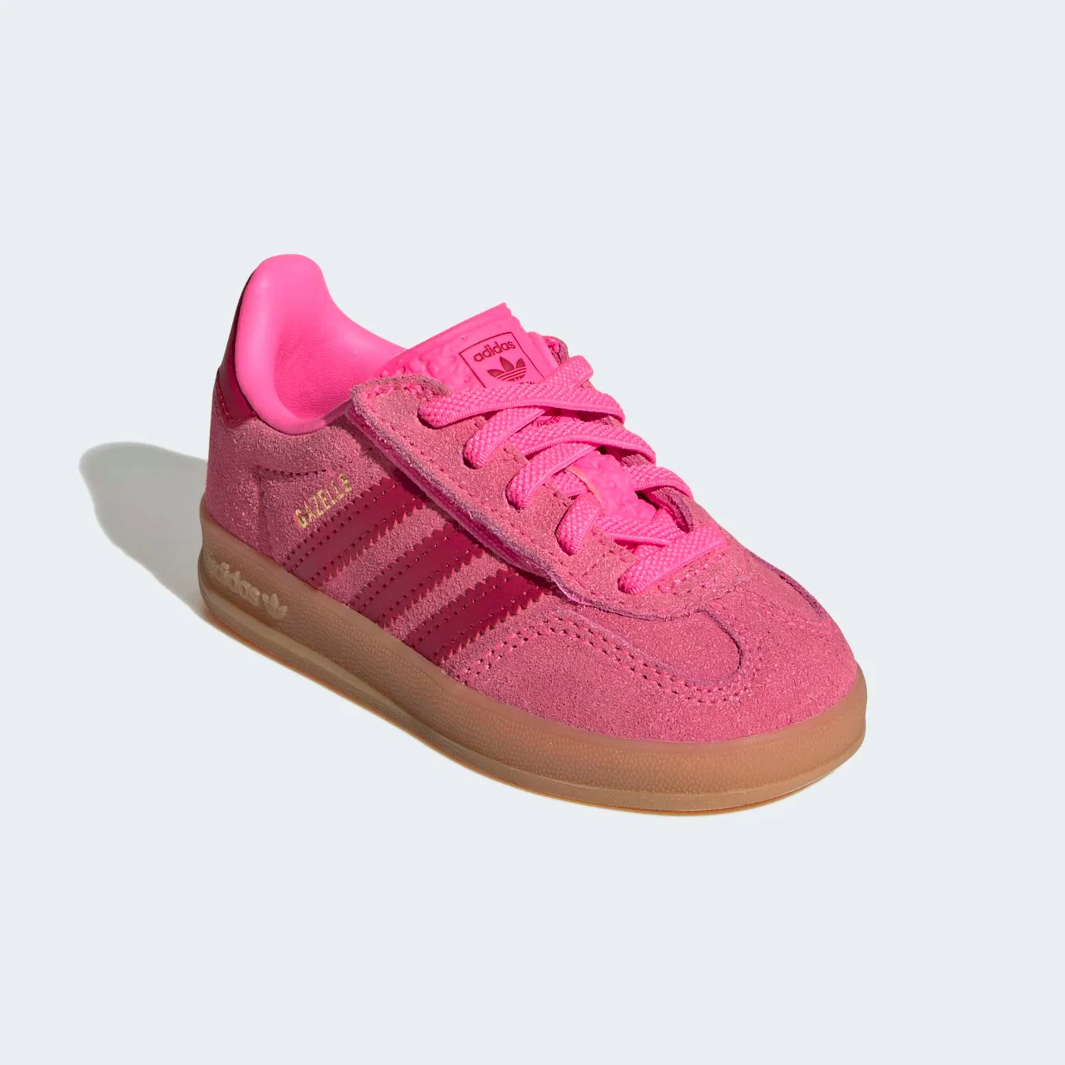 Детские кроссовки с эластичными шнурками Gazelle Indoor Comfort Closure Adidas Originals, Lucid Pink/Team Victory Red/Gold Metallic