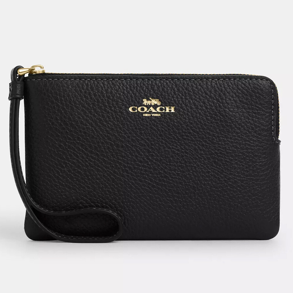 

Кошелек Coach Outlet Corner Zip Wristlet, золотой/черный