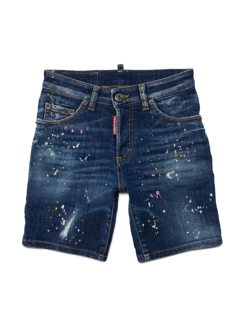 Джинсовые шорты Commando с эффектом разбрызганной краски Dsquared2 Kids, синий